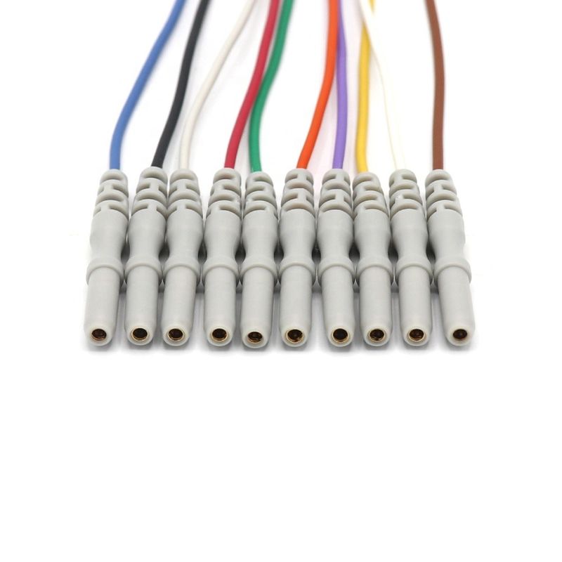 10 Timah Aksesoris Monitor Pasien Lainnya Kabel EEG Dia 1.5mm Dengan Piala Plating Emas