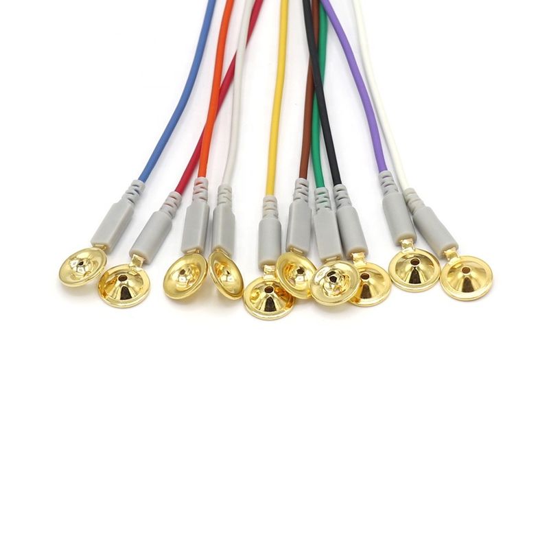 10 Timah Aksesoris Monitor Pasien Lainnya Kabel EEG Dia 1.5mm Dengan Piala Plating Emas