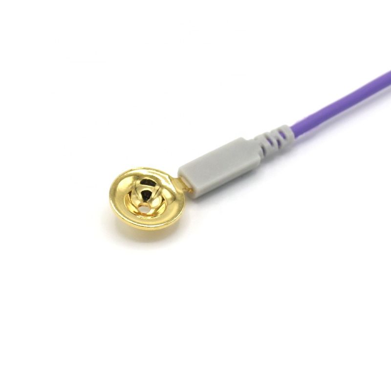10 Timah Aksesoris Monitor Pasien Lainnya Kabel EEG Dia 1.5mm Dengan Piala Plating Emas