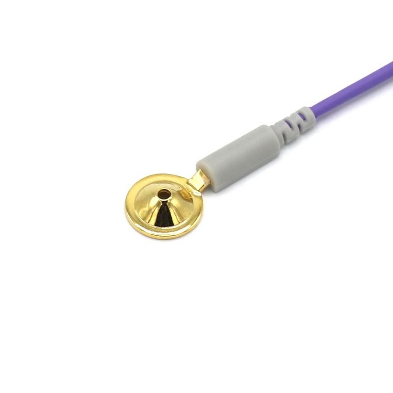 10 Timah Aksesoris Monitor Pasien Lainnya Kabel EEG Dia 1.5mm Dengan Piala Plating Emas