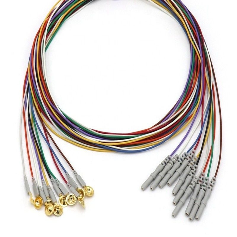 10 Timah Aksesoris Monitor Pasien Lainnya Kabel EEG Dia 1.5mm Dengan Piala Plating Emas
