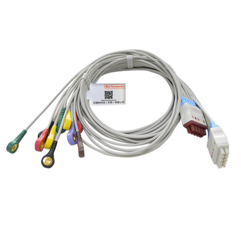 GE Marquette EKG Kabel 10 Led Warna Abu-abu Kompatibel Stabil