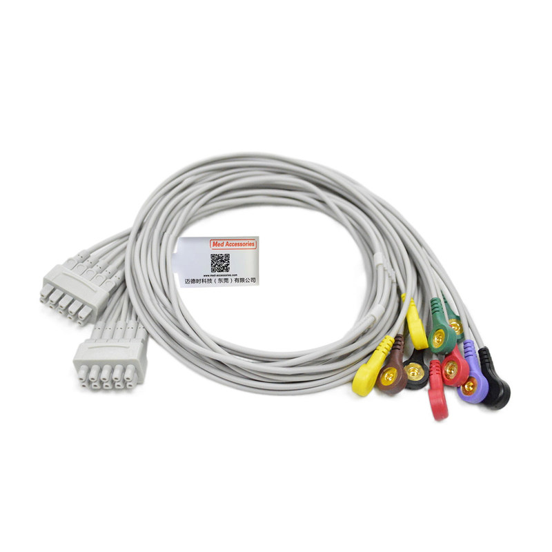 GE Marquette EKG Kabel 10 Led Warna Abu-abu Kompatibel Stabil
