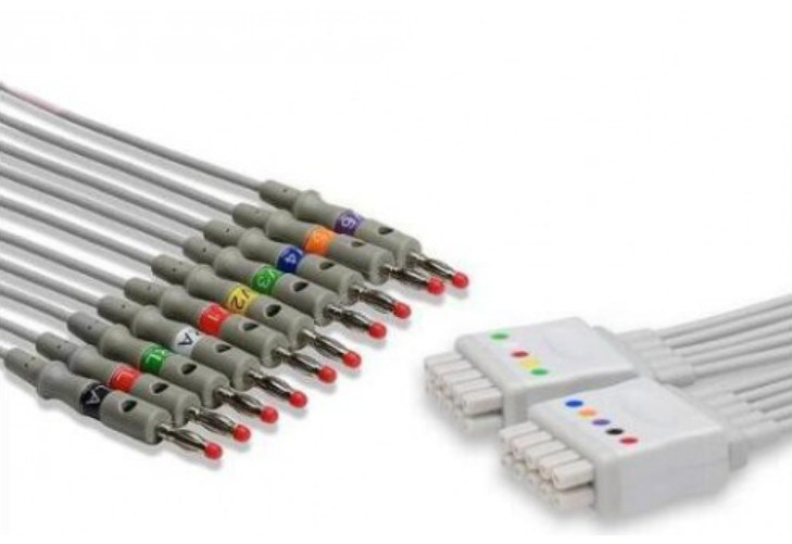GE Marquette EKG Kabel 10 Led Warna Abu-abu Kompatibel Stabil