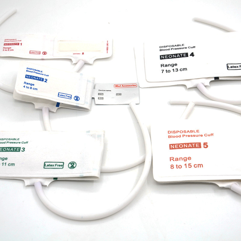 Med Aksesoris ISO13485 NIBP Cuff Bahan TPU sekali pakai untuk bayi dewasa