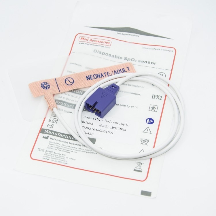 Adult Disposable Spo2 Sensor Perekat tahan lama Untuk merek utama monitor Kompatibel Nellcor