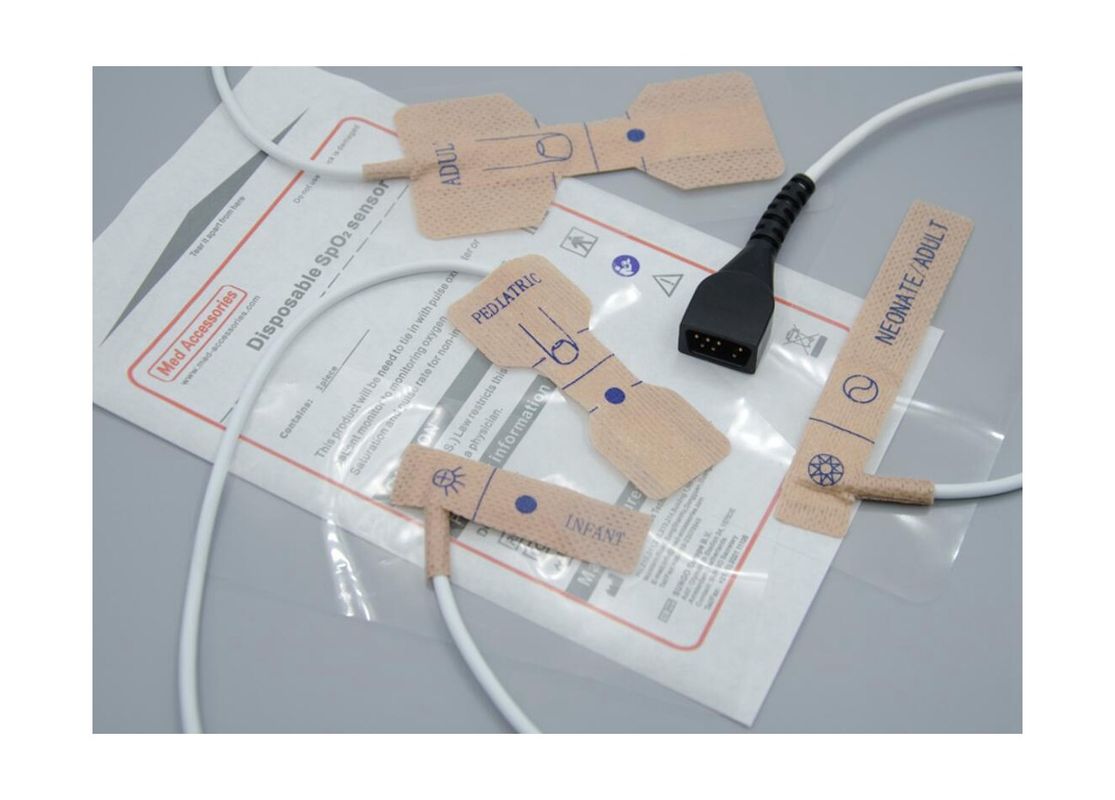 Perlengkapan Med Pabrik perekat pulsa sekali pakai oksimeter jari probe panjang 90cm warna putih