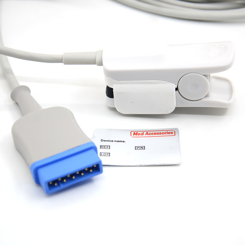 Dash 2000/3000 yang dapat digunakan kembali Kompatibel GE 11Pin Solar 8000/8000M Clip Finger Monitor Sensor SpO2 Kabel