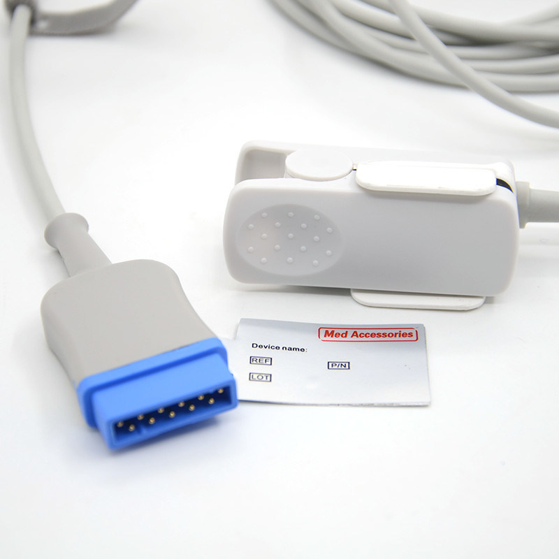 Dash 2000/3000 yang dapat digunakan kembali Kompatibel GE 11Pin Solar 8000/8000M Clip Finger Monitor Sensor SpO2 Kabel