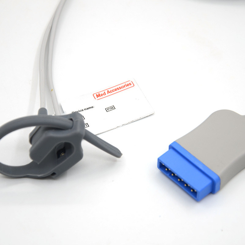 GE 11 pin Jari Dewasa TPU Gray Spo2 Sensor Kabel Paket Tunggal untuk Semua Tipe Pasien