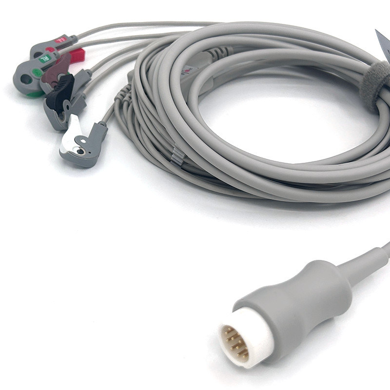 HP 12Pin 5 lead WIRES ECG Monitor Kabel abu-abu Warna Latex Bebas Multi Fungsi