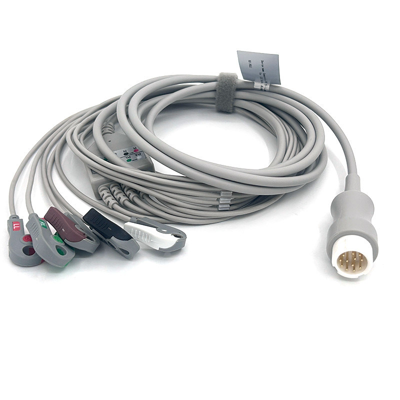 HP 12Pin 5 lead WIRES ECG Monitor Kabel abu-abu Warna Latex Bebas Multi Fungsi