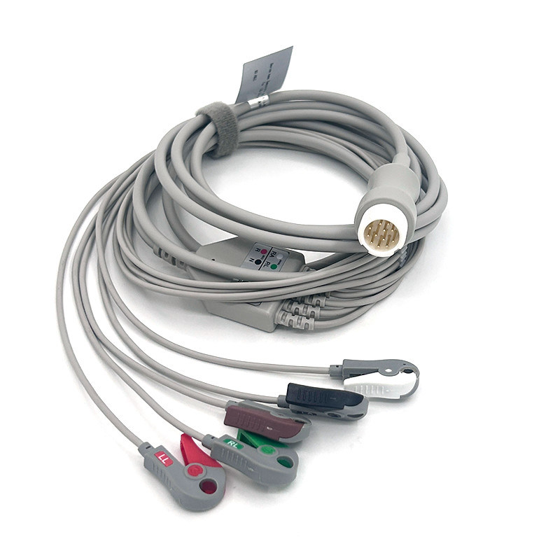 HP 12Pin 5 lead WIRES ECG Monitor Kabel abu-abu Warna Latex Bebas Multi Fungsi