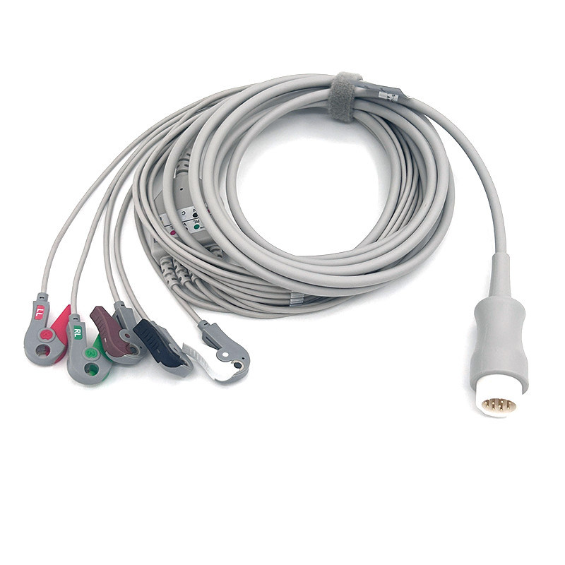 HP 12Pin 5 lead WIRES ECG Monitor Kabel abu-abu Warna Latex Bebas Multi Fungsi
