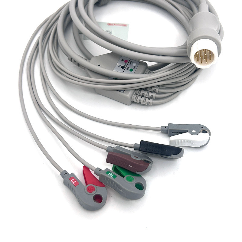 HP 12Pin 5 lead WIRES ECG Monitor Kabel abu-abu Warna Latex Bebas Multi Fungsi