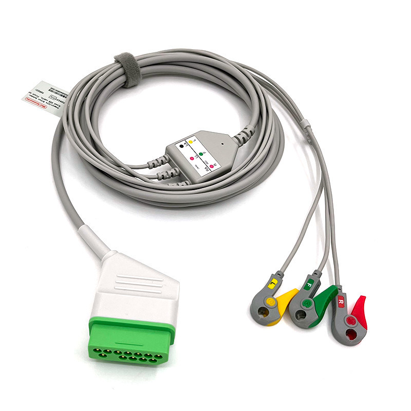 Nihon Kohden 12pin ECG Monitor Kabel abu-abu Warna Latex Bebas Multi Fungsi