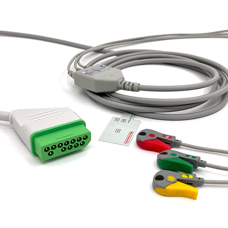Nihon Kohden 12pin ECG Monitor Kabel abu-abu Warna Latex Bebas Multi Fungsi