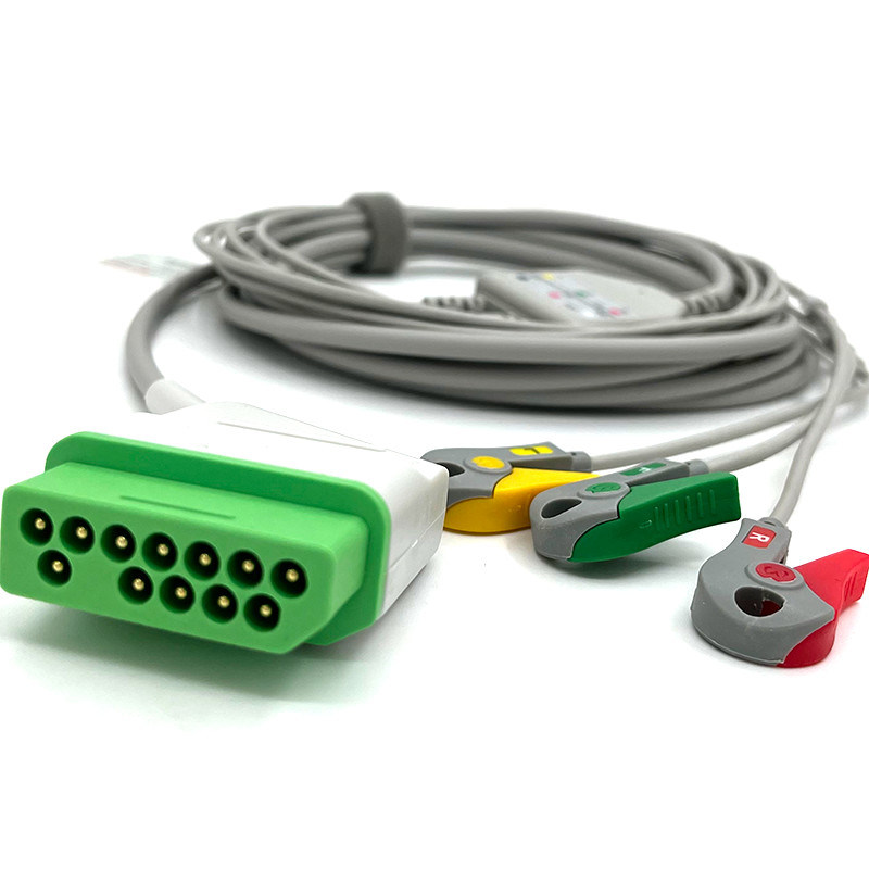 Nihon Kohden 12pin ECG Monitor Kabel abu-abu Warna Latex Bebas Multi Fungsi