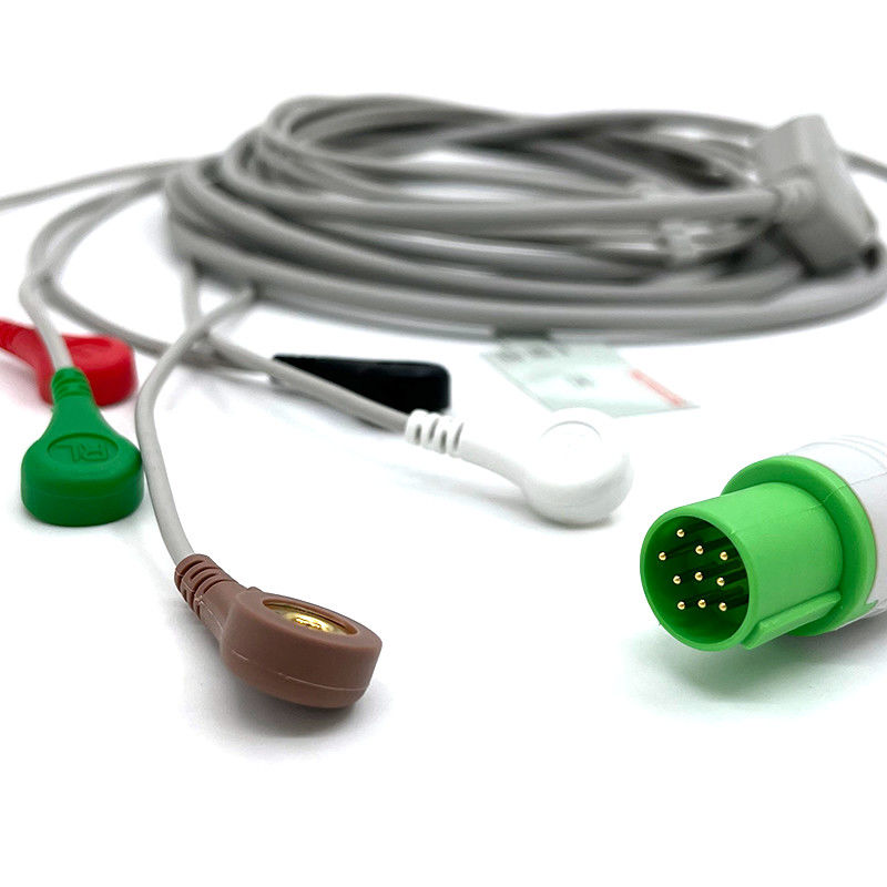 GE Helige 10 Pin EKG 5lead EKG Med Aksesoris Kabel Monitor EKG Medis Multipurpose 0.9m Ukuran