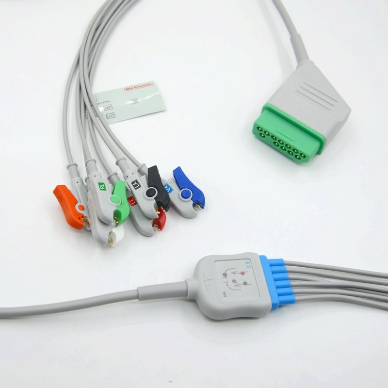 Kompatibel Nihon Kohden 12 Pin 6 Led ECG Monitor Kabel Untuk Aksesoris Medis