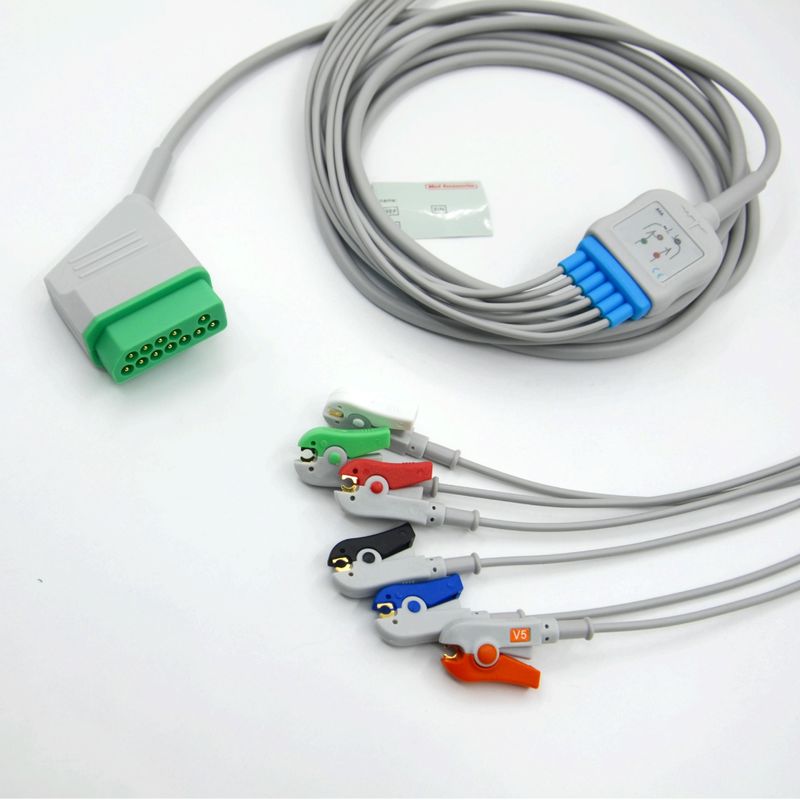 Kompatibel Nihon Kohden 12 Pin 6 Led ECG Monitor Kabel Untuk Aksesoris Medis
