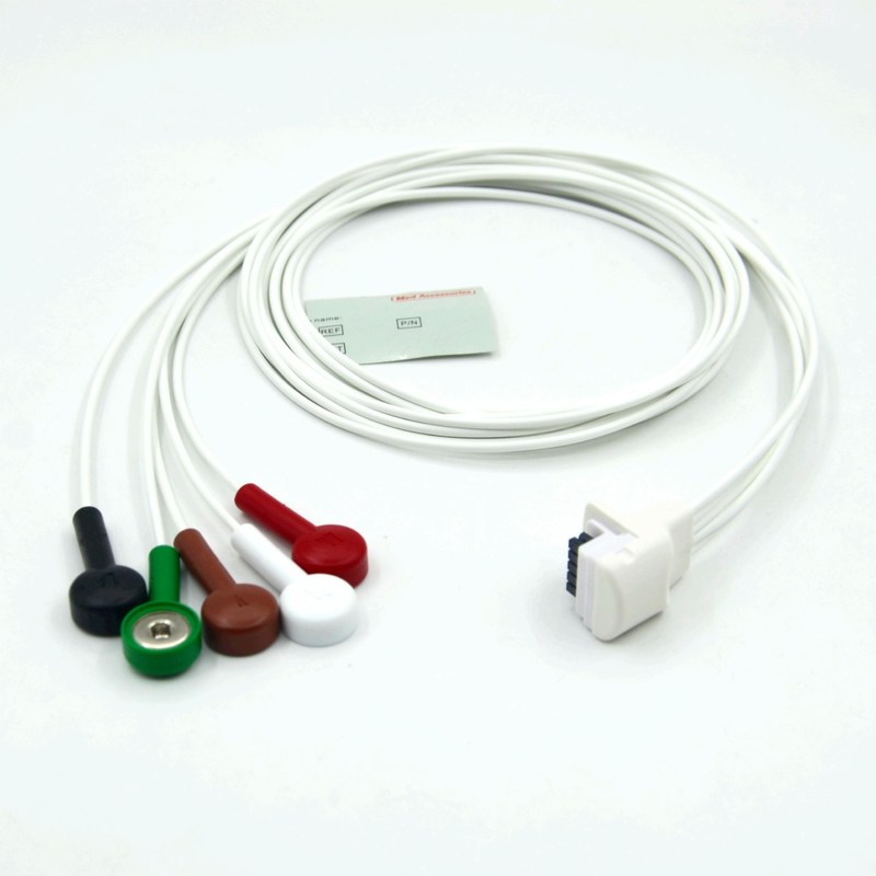 Kompatibel Mortara H3 Holter Recorder ECG Kabel Leadwires 5 Lead Snap AHA