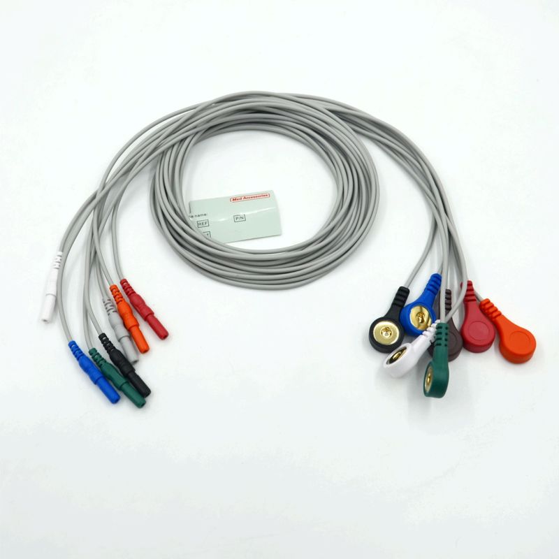 Kualitas Tinggi Din Tipe 7 Lead Snap Holter Recorder ECG Lead Wire