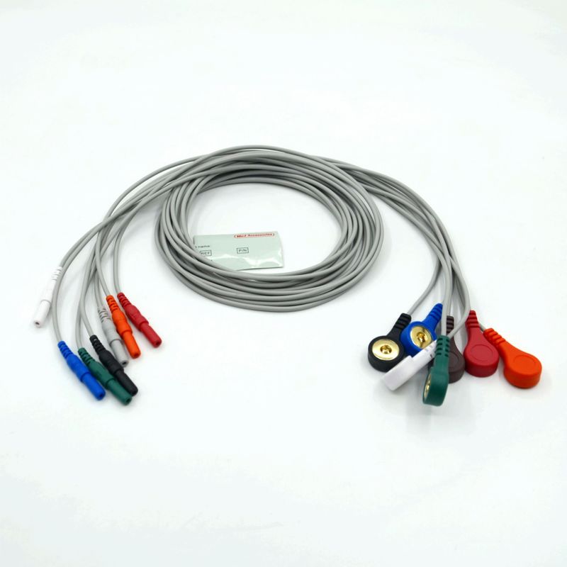 Kualitas Tinggi Din Tipe 7 Lead Snap Holter Recorder ECG Lead Wire