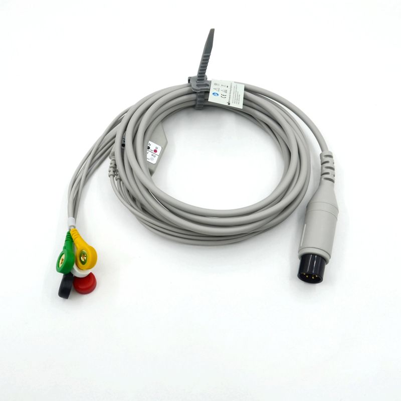Compatible AAMI Compatible 5 Lead ECG Cable IEC Snap For Medical Accessories