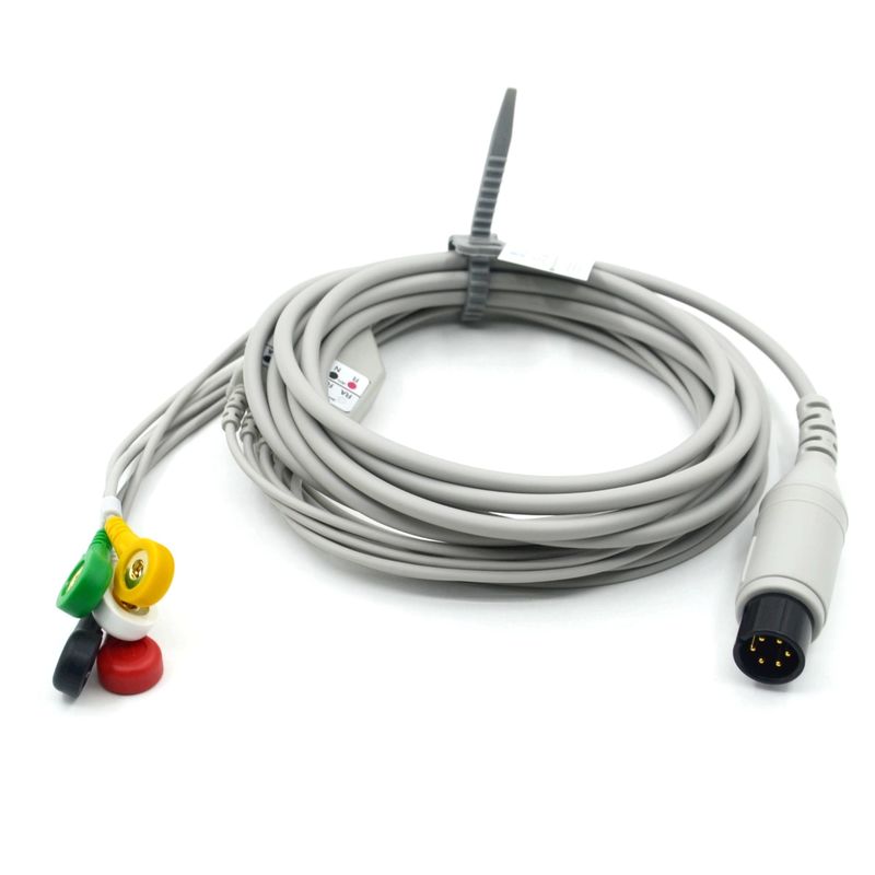 Compatible AAMI Compatible 5 Lead ECG Cable IEC Snap For Medical Accessories