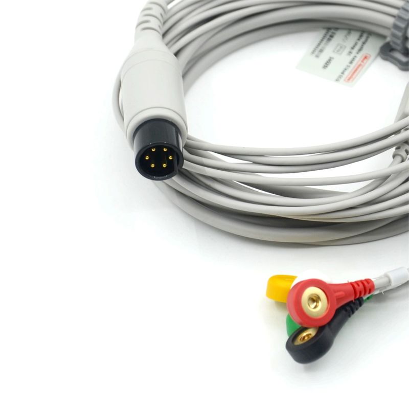 Compatible AAMI Compatible 5 Lead ECG Cable IEC Snap For Medical Accessories