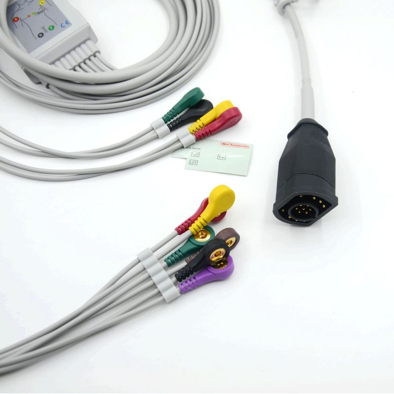 Kompatibel Zoll 10 Leads Snap Tipe IEC Standar EKG Kabel dan kabel