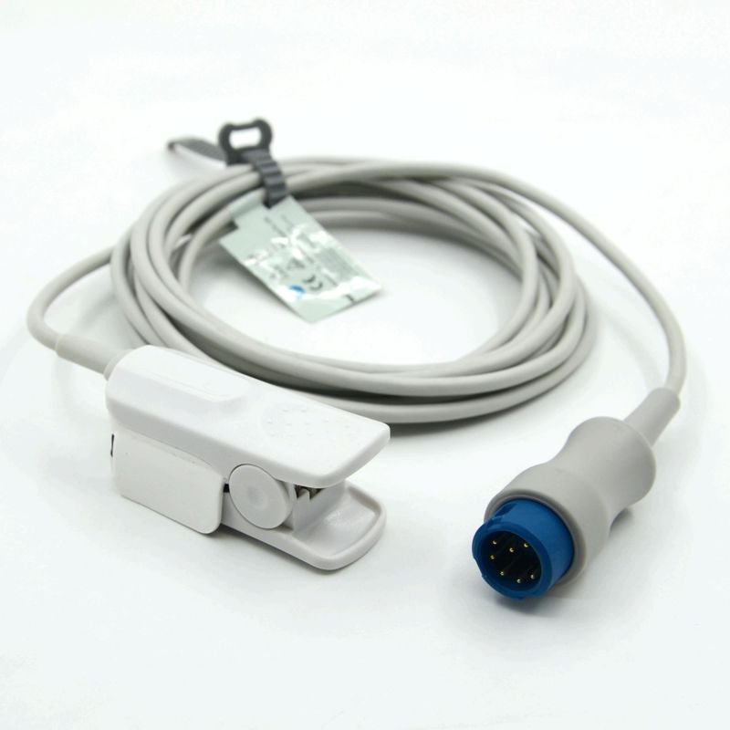 Produsen Monitor Aksesoris Clip Dewasa yang Dapat Digunakan Lagi Sensor SpO2 Mindray Kompatibel untuk T5/T8,7pin,3m