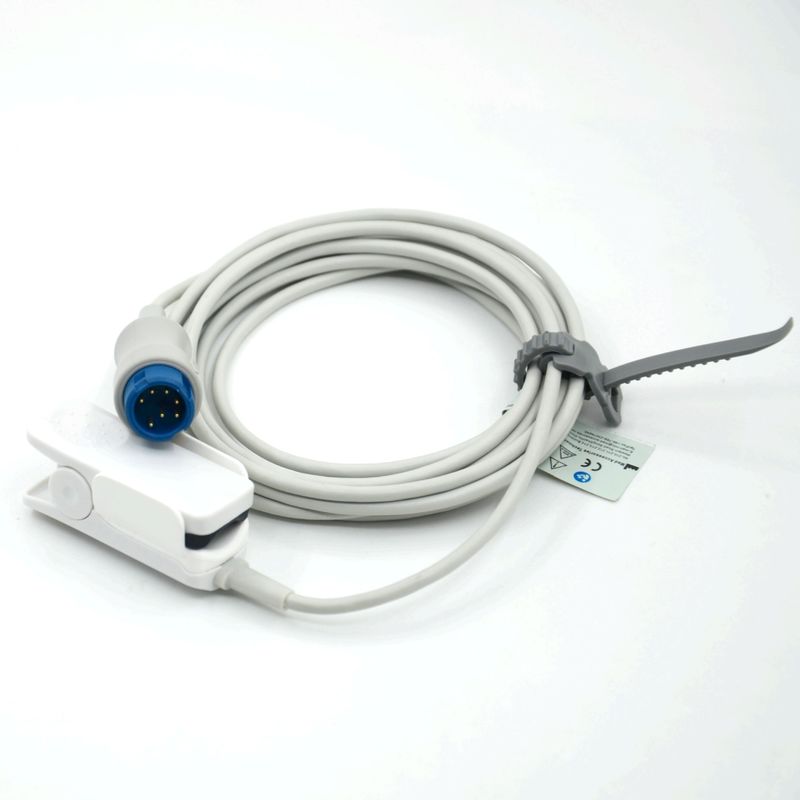 Produsen Monitor Aksesoris Clip Dewasa yang Dapat Digunakan Lagi Sensor SpO2 Mindray Kompatibel untuk T5/T8,7pin,3m