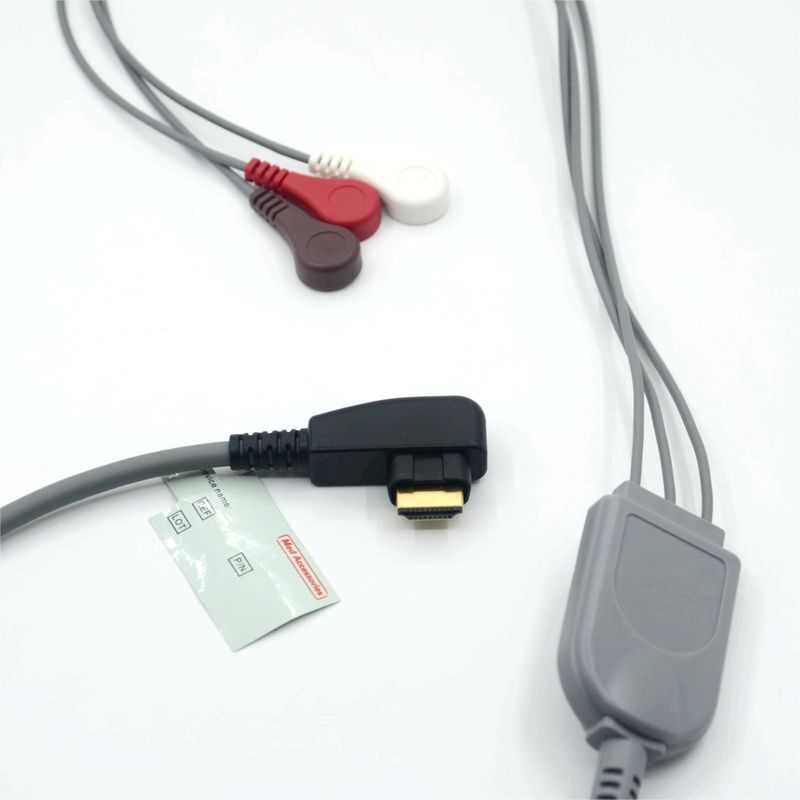 Produksi Profesional Medis DMS ECG Kabel Holter Probe 3Leads Snap AHA/IEC untuk DMS300