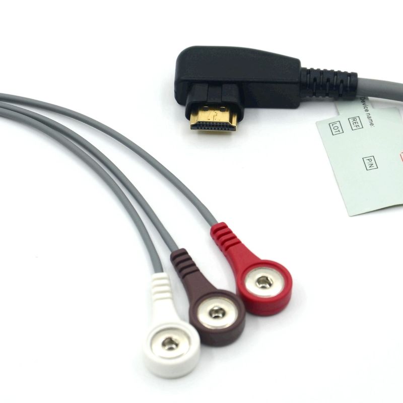 Produksi Profesional Medis DMS ECG Kabel Holter Probe 3Leads Snap AHA/IEC untuk DMS300