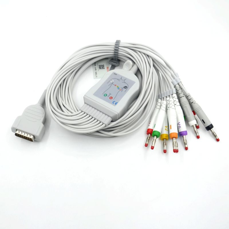 Kabel EKG Medis 10 Lead Kompatibel Nihon Kohden 4.0 Banana AHA Untuk Aksesori Monitor Pasien