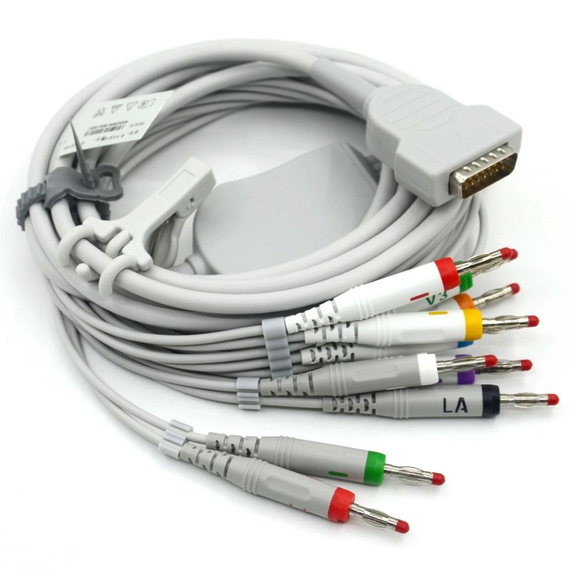 Kabel EKG Medis 10 Lead Kompatibel Nihon Kohden 4.0 Banana AHA Untuk Aksesori Monitor Pasien