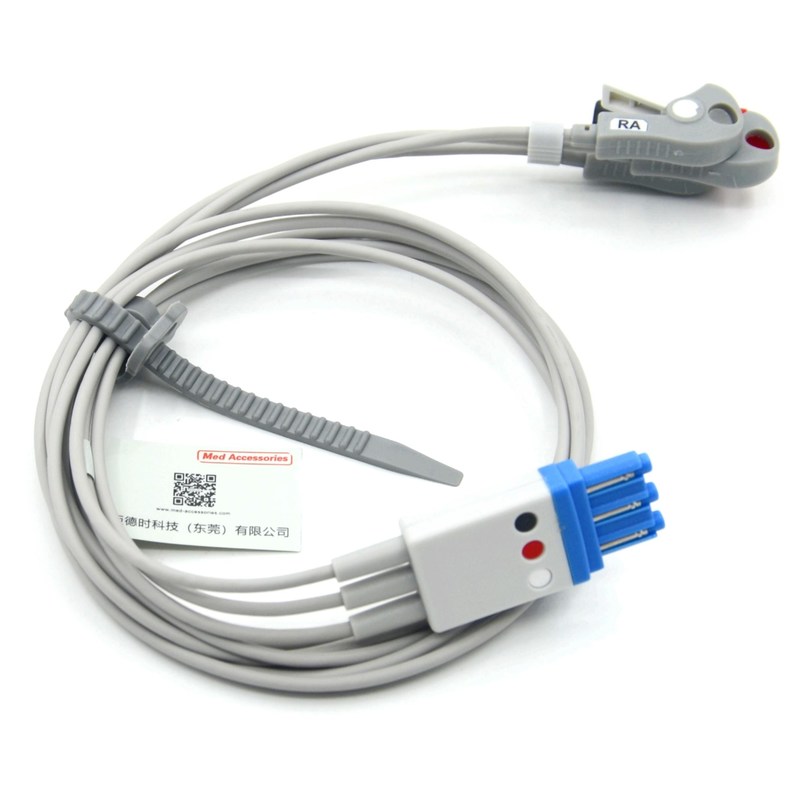 Kabel Lead ECG 3-lead Philips yang Kompatibel Dengan Grabber Warna AHA CE&ISO13485