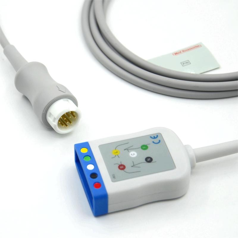 Peralatan Medis OEM Kompatibel dengan HP 5 Leads IEC 12 Pin Kabel Trunk Monitor EKG
