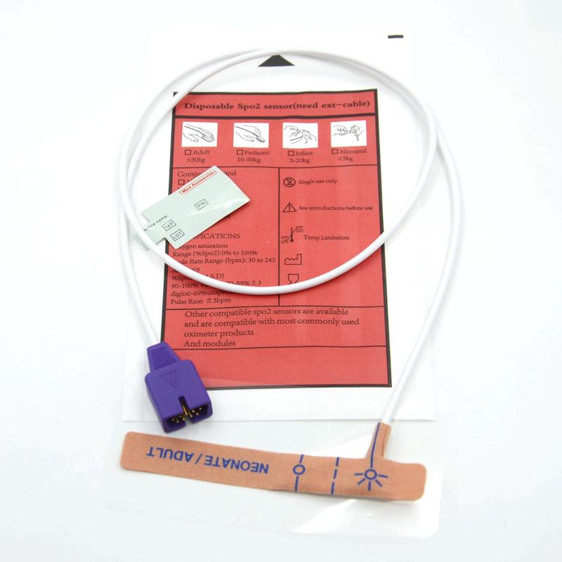 Pemasok Aksesori Medis Kain Peregangan Kompatibel nellcor 9pin Sensor SpO2 Sekali Pakai Untuk Neonatus/ Dewasa