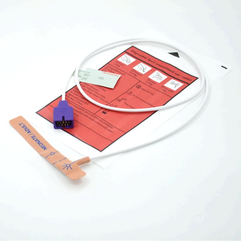 Pemasok Aksesori Medis Kain Peregangan Kompatibel nellcor 9pin Sensor SpO2 Sekali Pakai Untuk Neonatus/ Dewasa