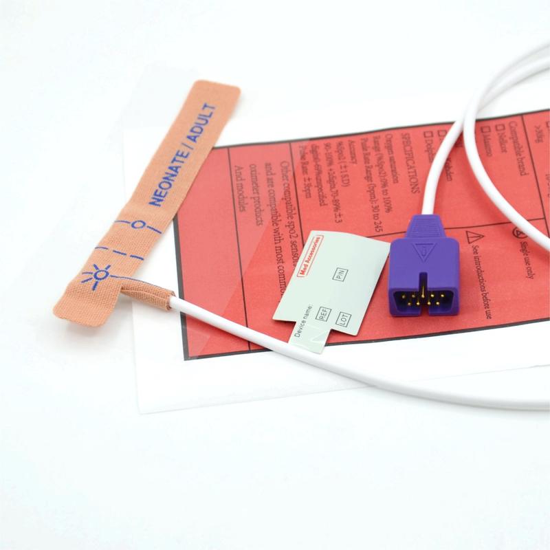 Pemasok Aksesori Medis Kain Peregangan Kompatibel nellcor 9pin Sensor SpO2 Sekali Pakai Untuk Neonatus/ Dewasa