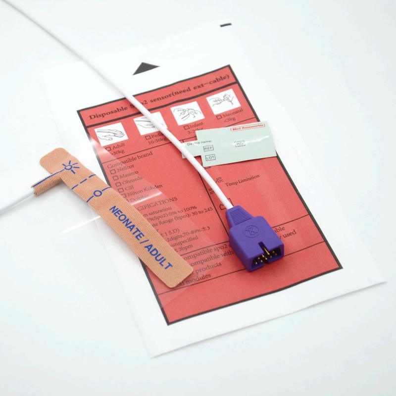 Pemasok Aksesori Medis Kain Peregangan Kompatibel nellcor 9pin Sensor SpO2 Sekali Pakai Untuk Neonatus/ Dewasa