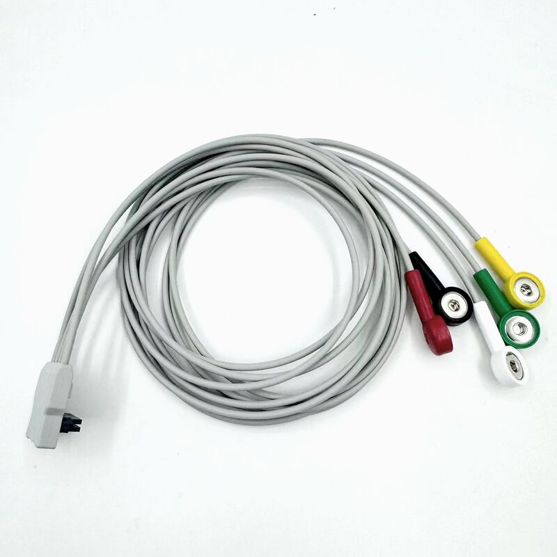 Aksesori Med Kualitas Tinggi Silikon Diagnostik Bersertifikat RoHS Warna IEC 5-Lead Grabber EKG Kabel EKG Kompatibel BLT