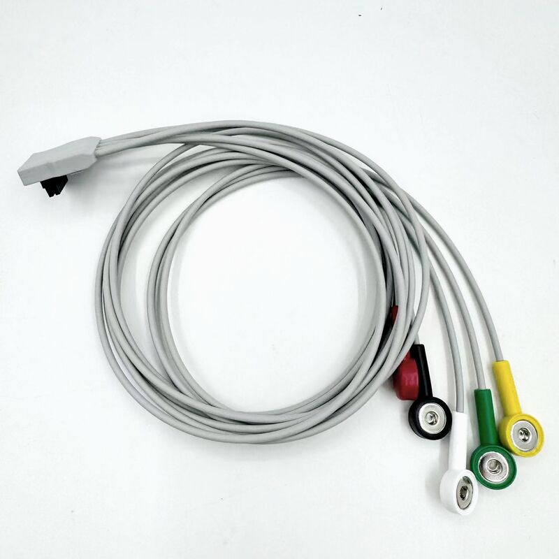 Aksesori Med Kualitas Tinggi Silikon Diagnostik Bersertifikat RoHS Warna IEC 5-Lead Grabber EKG Kabel EKG Kompatibel BLT