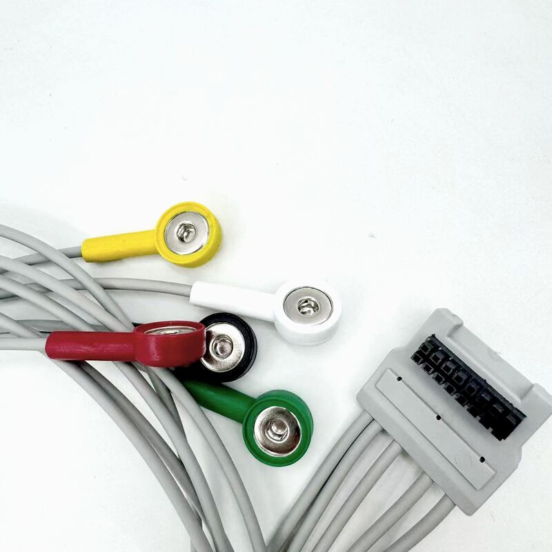 Aksesori Med Kualitas Tinggi Silikon Diagnostik Bersertifikat RoHS Warna IEC 5-Lead Grabber EKG Kabel EKG Kompatibel BLT