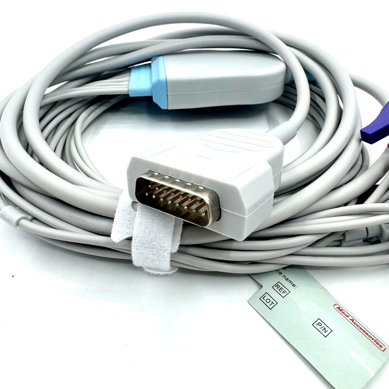 Aksesoris Med Kompatibel 10 Lead EKG Kabel dengan Grabber End Medical-Grade TPU Lateks Perlengkapan medis RoHS Certified