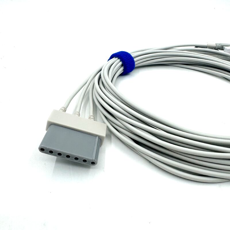 Aksesoris Med Berkualitas Tinggi RoHS Bersertifikat Silikon Diagnostik IEC Warna 3-Lead Grabber ECG Kabel Leadwire