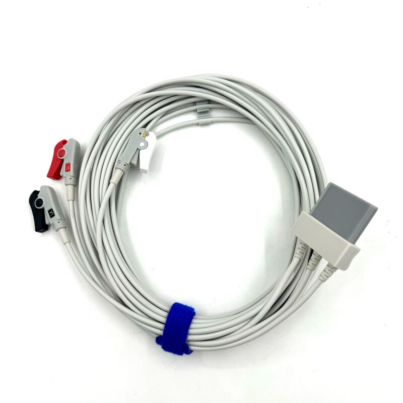 Aksesoris Med Berkualitas Tinggi RoHS Bersertifikat Silikon Diagnostik IEC Warna 3-Lead Grabber ECG Kabel Leadwire